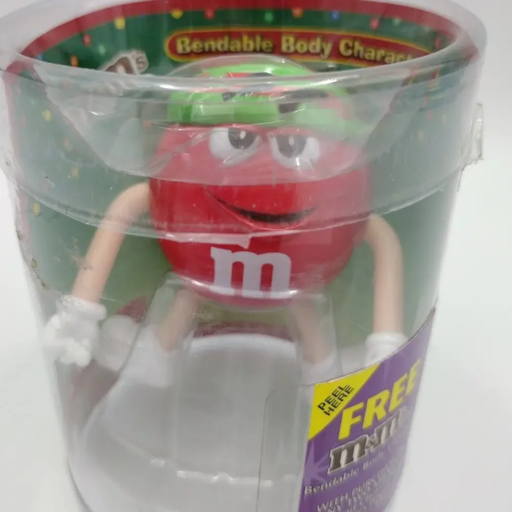 M&M's Red Christmas Bendable Body Character Toy Holiday Collectible NEW